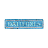 Blue Daffodils Metal Sign Wall Decor 20 x 5