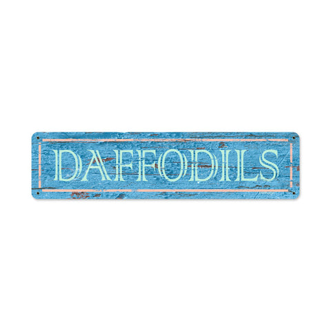 Blue Daffodils Metal Sign Wall Decor 20 x 5