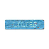 Blue Lillies Metal Sign Wall Decor 20 x 5