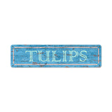 Blue Tulips Metal Sign Wall Decor 20 x 5