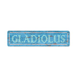 Blue Gladiolus Metal Sign Wall Decor 20 x 5