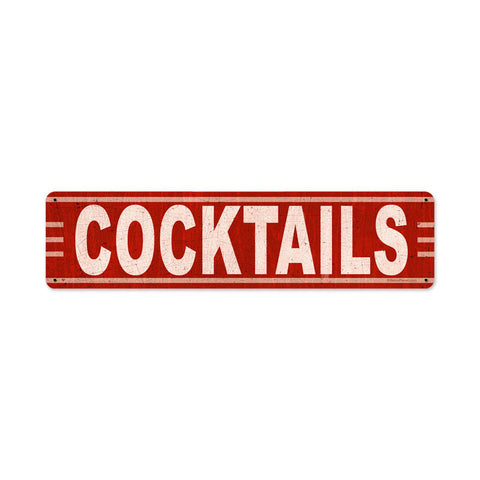 Cocktails Metal Sign Wall Decor 20 x 5