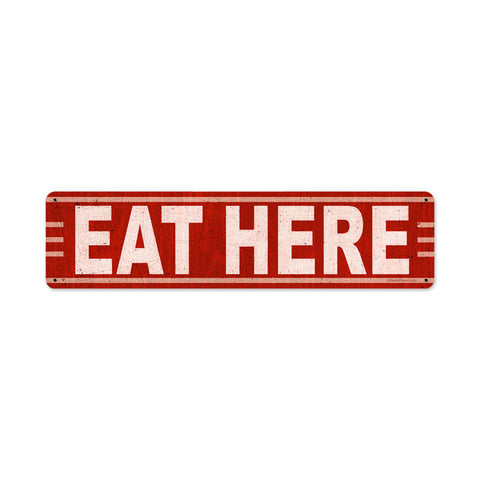 Eat Here Metal Sign Wall Decor 20 x 5