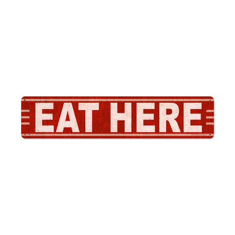 Eat Here Metal Sign Wall Decor 28 x 6