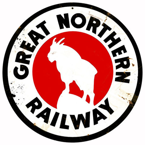 Vintage Great Northern Railroad Sign 14 Round
