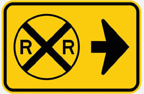 RR-7 R R Sign -points to the Right Railroad Sign