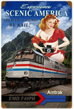 Vintage Experience Scenic America Amtrak Railroad Sign