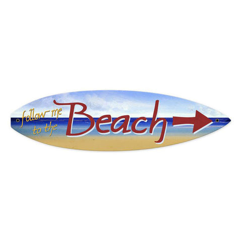 Beach Arrow Metal Sign Wall Decor 6 x 22