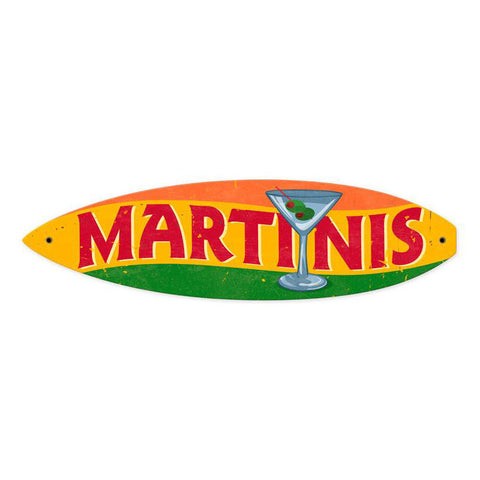 Martinis Metal Sign Wall Decor 22 x 6