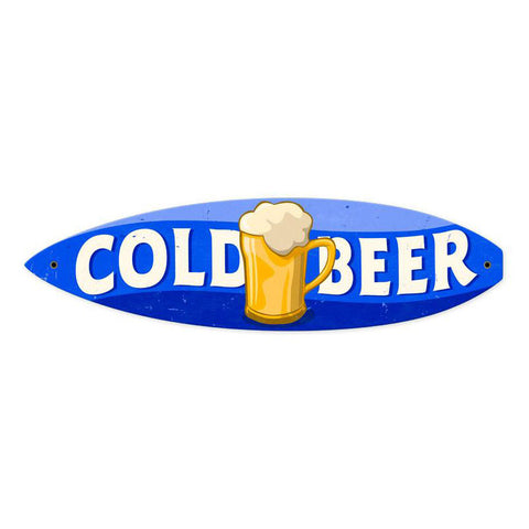 Cold Beer Metal Sign Wall Decor 6 x 22