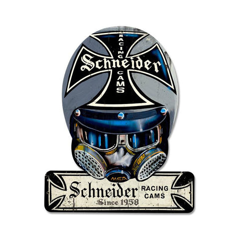 Schneider Cams Helmet Metal Sign Wall Decor 15 x 12