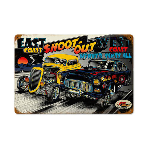 East Coast West Coast Metal Sign Wall Decor 18 x 12