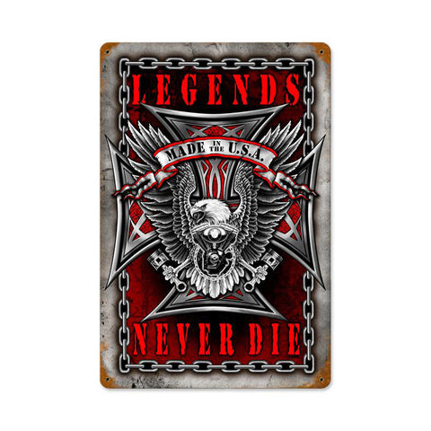 Legends Never Die Metal Sign Wall Decor 12 x 18