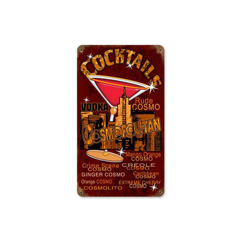 Cosmo Cocktails Metal Sign Wall Decor 8 x 14