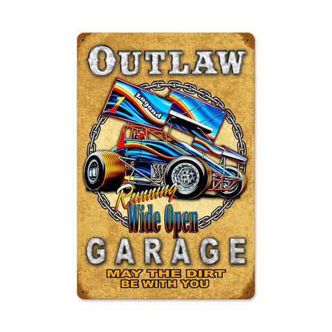 Outlaw Garage Metal Sign Wall Decor 12 x 18