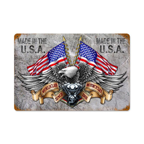 World Class Eagle Metal Sign Wall Decor 12 x 18