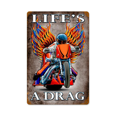 Lifes A Drag Metal Sign Wall Decor 12 x 18