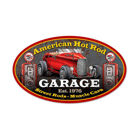 American Hot Rod Metal Sign Wall Decor 24 x 14