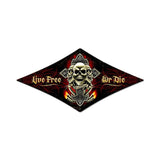 Live Free Skull Metal Sign Wall Decor 14 x 24
