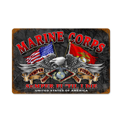 Marine Corps Metal Sign Wall Decor 12 x 18