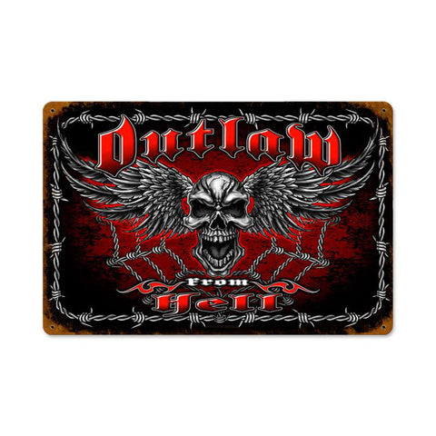 Outlaw From Hell Metal Sign Wall Decor 12 x 18