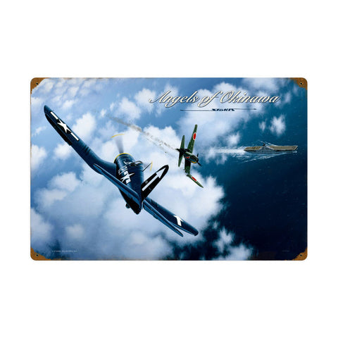 Angels of Okinawa Metal Sign Wall Decor 24 x 16