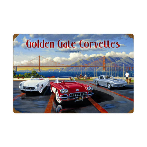 Golden Gate Corvettes Metal Sign Wall Decor 24 x 16