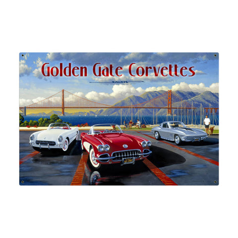 Golden Gate Corvettes Metal Sign Wall Decor 36 x 24