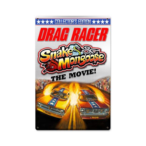 Drag Racer Snake Mongoose Metal Sign Wall Decor 12 x 18