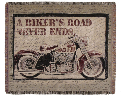 A Bikers Road Tapestry Throw