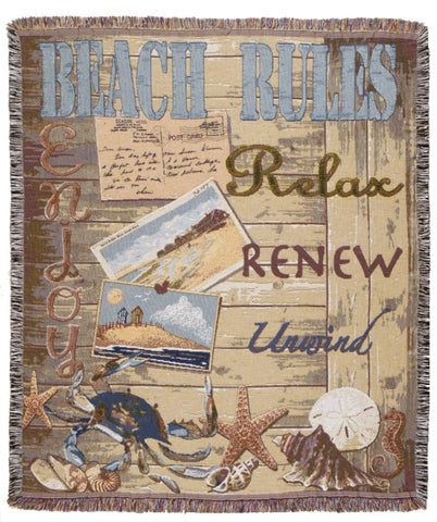 Beach Rules Tapestry Throw