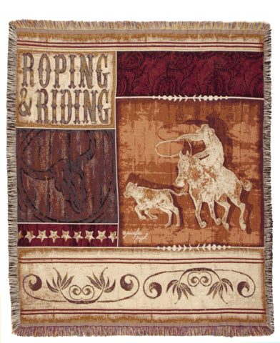 Roping & Riding Tapestry Throw 50 X 60
