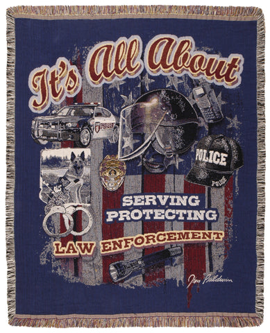 Its All About Law Enforcement 50 X 60 Tapestry Throw