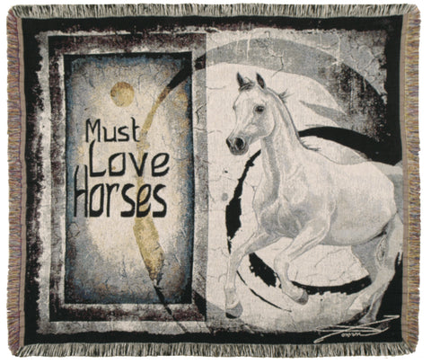 Must Love Horses 50 X 60 Tapestry Throw