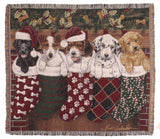 Christmas Puppies Tapestry Throw