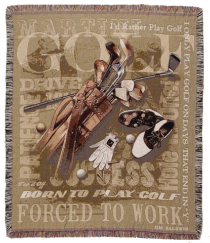 Born To Golf Tapestry Throw