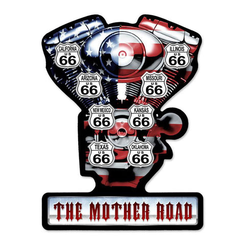 Mother Road Metal Sign Wall Decor 19 x 14