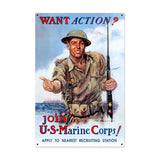 Want Action? Metal Sign Wall Decor 24 x 36