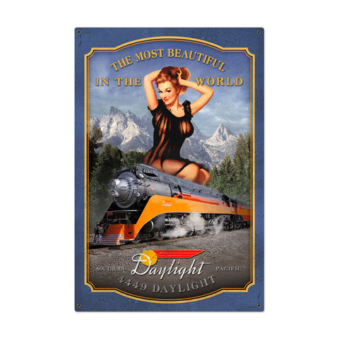 Daylight Train Metal Sign Wall Decor 24 x 36
