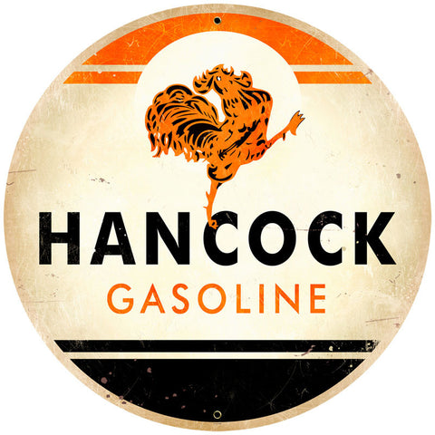 Hancock Gasoline Metal Sign Wall Decor 28 x 28