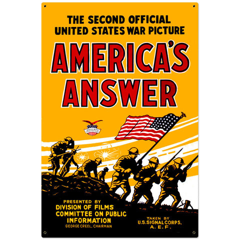 Americans Answer Metal Sign Wall Decor 24 x 36