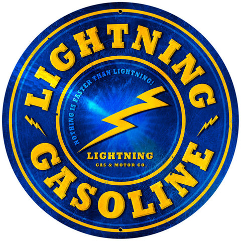Lightning Gasoline Metal Sign Wall Decor 28 x 28