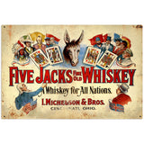 Five Jacks Whiskey Metal Sign Wall Decor 36 x 24