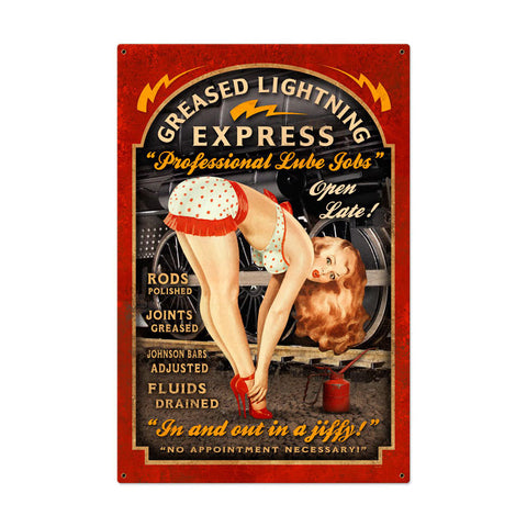 Greased Lightning Metal Sign Wall Decor 24 x 36