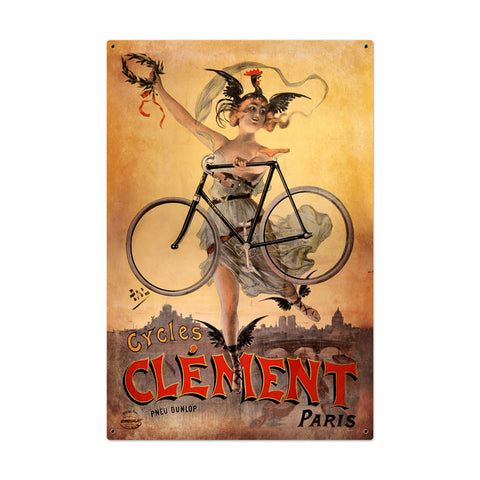 Clement Bicycles Metal Sign Wall Decor 24 x 36