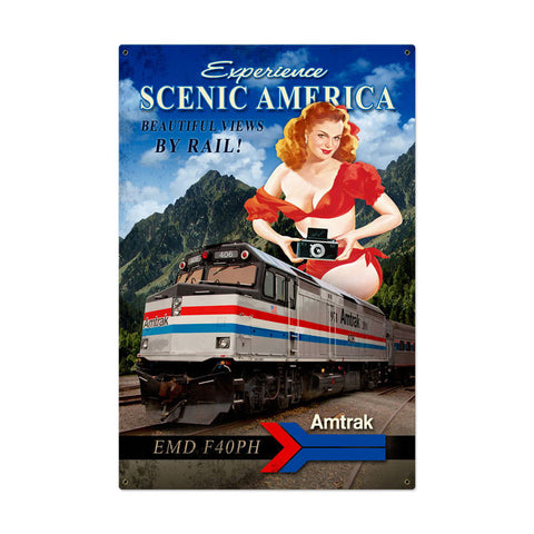 Amtrak Scenic America Metal Sign Wall Decor 24 x 36