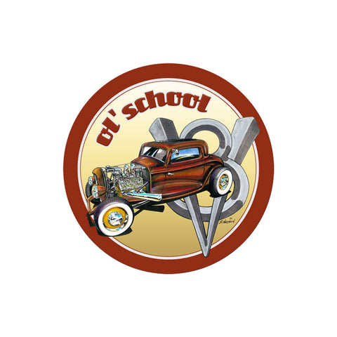 Ol' School Metal Sign Wall Decor 14 x 14