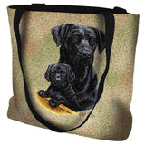 Labrador Retriever with Puppy Black Tote Bag