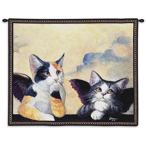 Cherub Cats Wall Tapestry With Rod