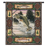 Fish Lodge Bass Wall Tapestry With Rod